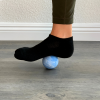 Relief for plantar fasciitis using a lacrosse ball